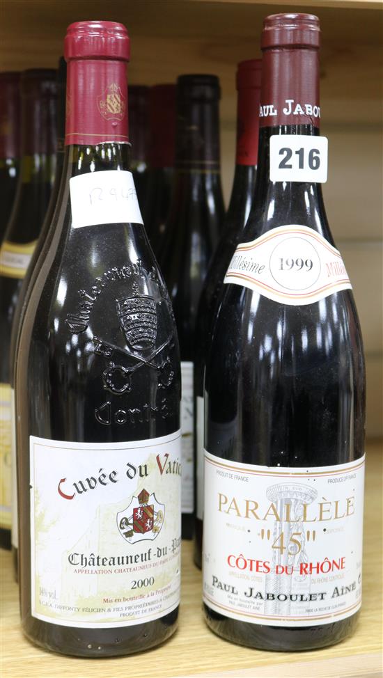 Seven assorted Rhone wines inc. Saint Maurice, 2003, together with three Chateauneuf du Pape Cuvee du Vatican 2000